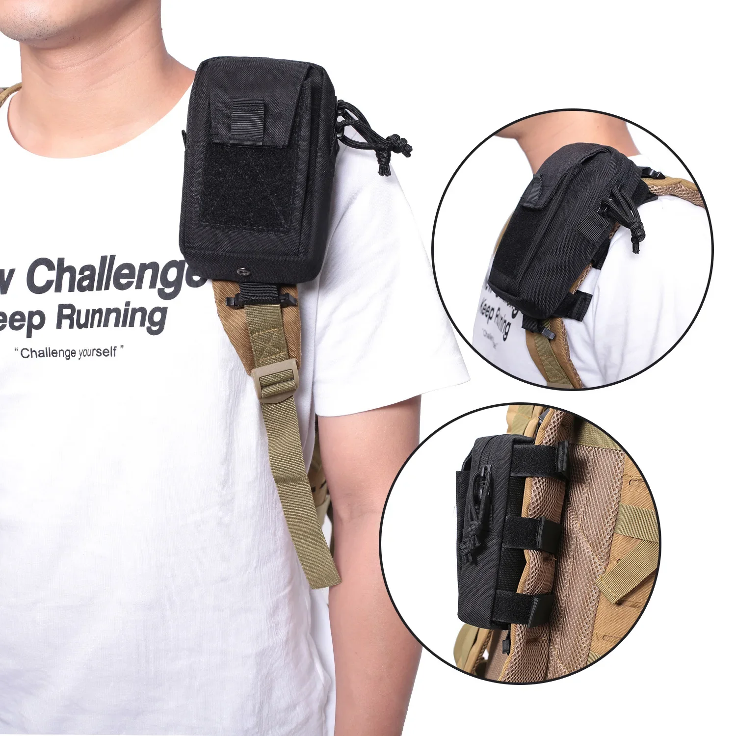 Running Gear Backpack - モールバックパックストラップフォンホルダーウエストポーチ - アウトドアスポーツ、ランニング、キャンプ、ハイキング、ハンティング用 - EDCツールオーガナイザー