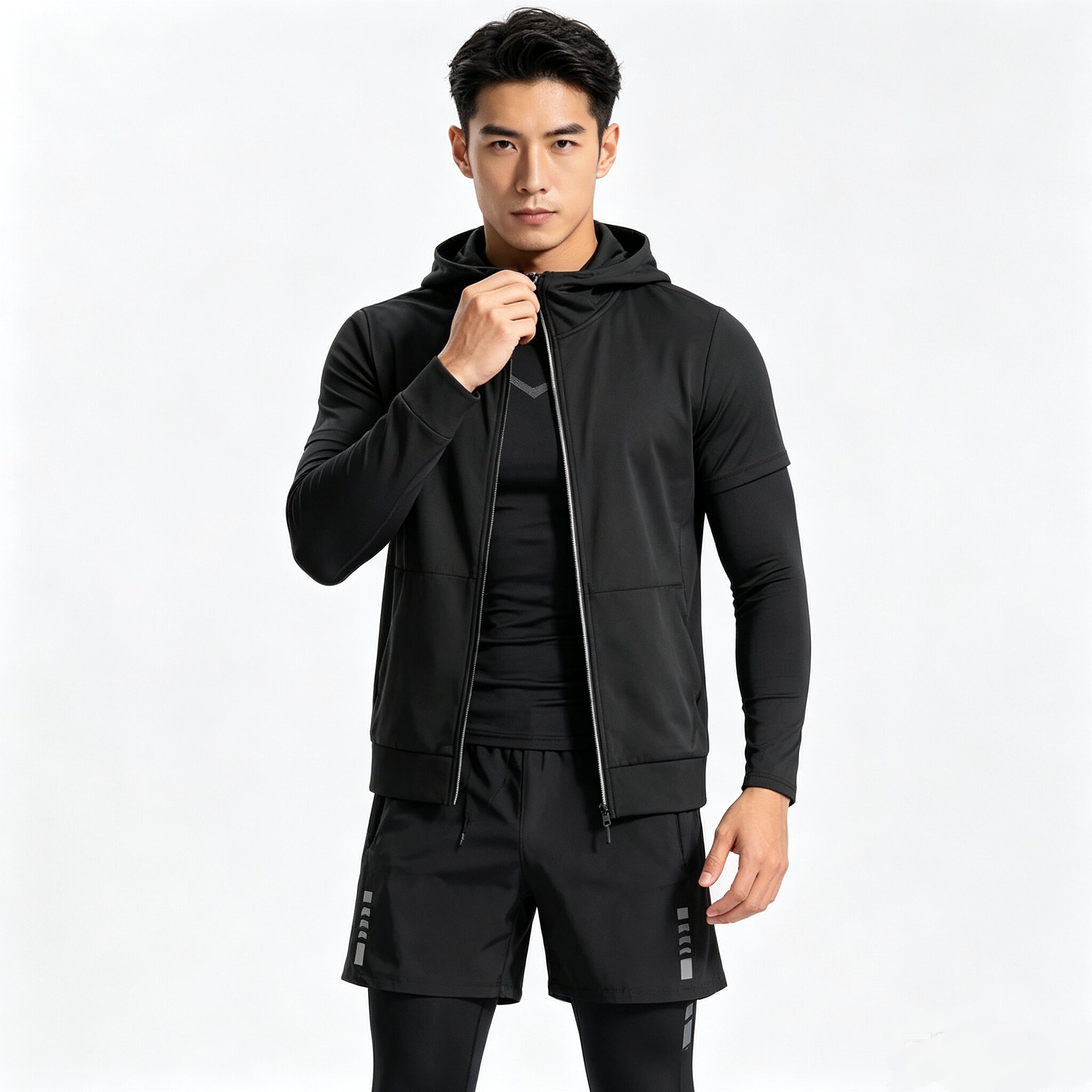 Running Gear Autumn - メンズフィットネスランニングセット、タイトフィット速乾性スポーツウェア、秋の夜間ランニング、トレーニング、サイクリングに最適 - 新しいメンズウェアギア