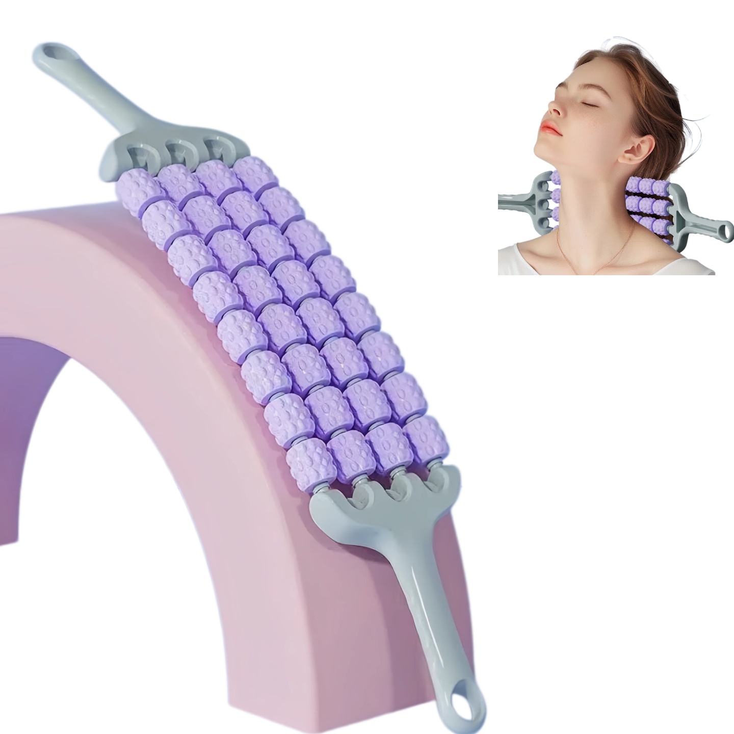 Muscle Roller Stick - 3/4列ローラーマッサージャー、ハンドヘルドローラースティック、トリガーポイントマニュアルマッサージツール、抗セルライト、体の筋肉痛緩和用