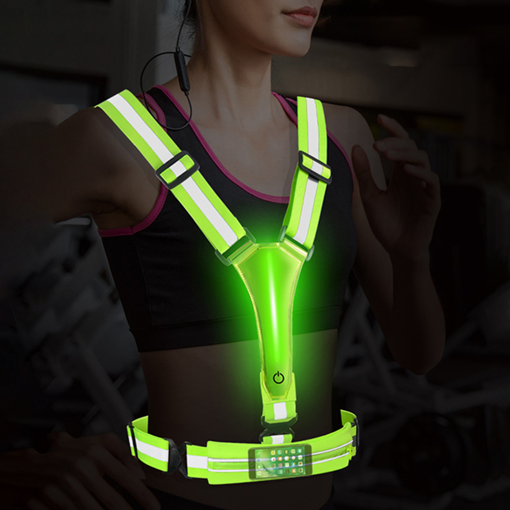 Running Gear Autumn - LED反射ベスト ライトアップランニングベスト 調節可能なウエスト/ショルダーランニングギア 3つのライトモード アウトドア夜間ランニングやウォーキングに最適