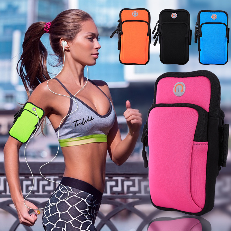 Running Gear Kit - スマートフォン用携帯電話ホルダーポーチベルト、スポーツランニングアームバッグ、フィットネスアームバンドバッグ、ジョギングジムカバー、6インチ