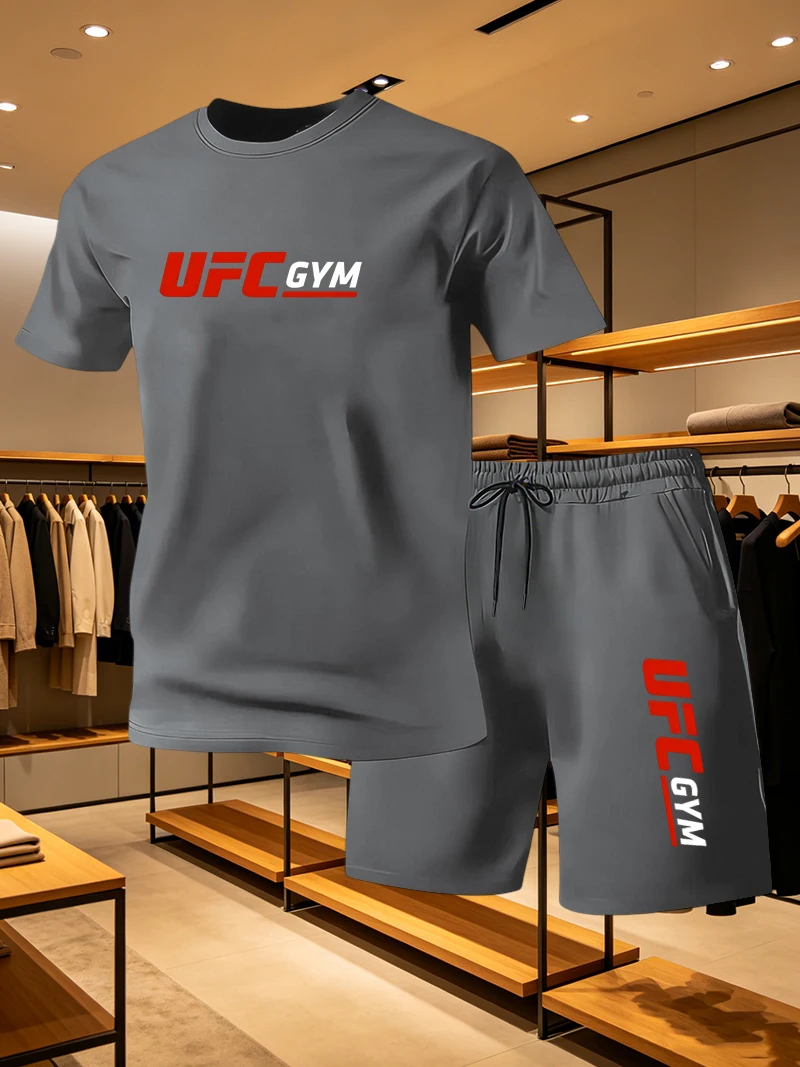 Running Gear For Men - メンズファッション Tシャツ ショートパンツ UFC カジュアルセット 夏