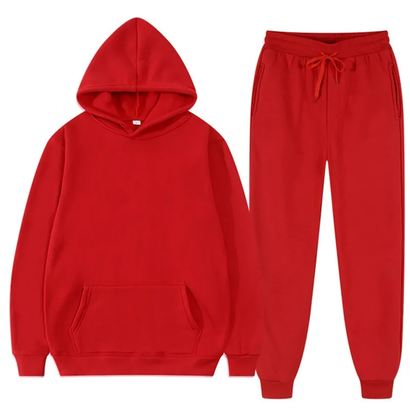 Running Gear For Men - メンズトラックスーツ 2ピースセット フード付きスウェットシャツ+ドローストリングパンツ 男性用フーディ ランニングスポーツウェア 男女兼用