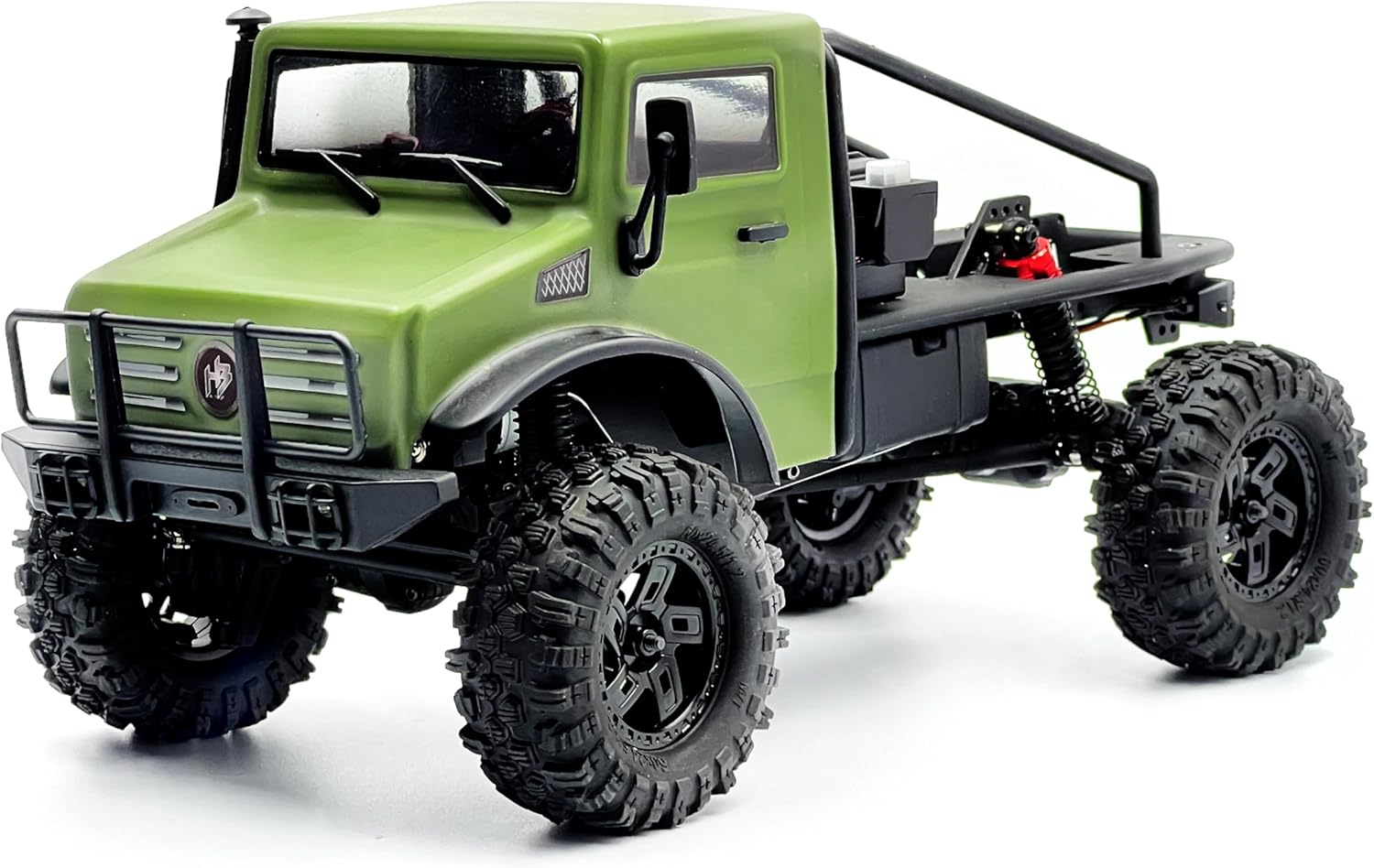 Running Gear Truck - 1/18スケール ラジコン クローラートラック - ブラシレスモーター、ポータルアクスル、メタルギア、すぐに走れる状態、2S/3S LiPo対応、マットグリーン