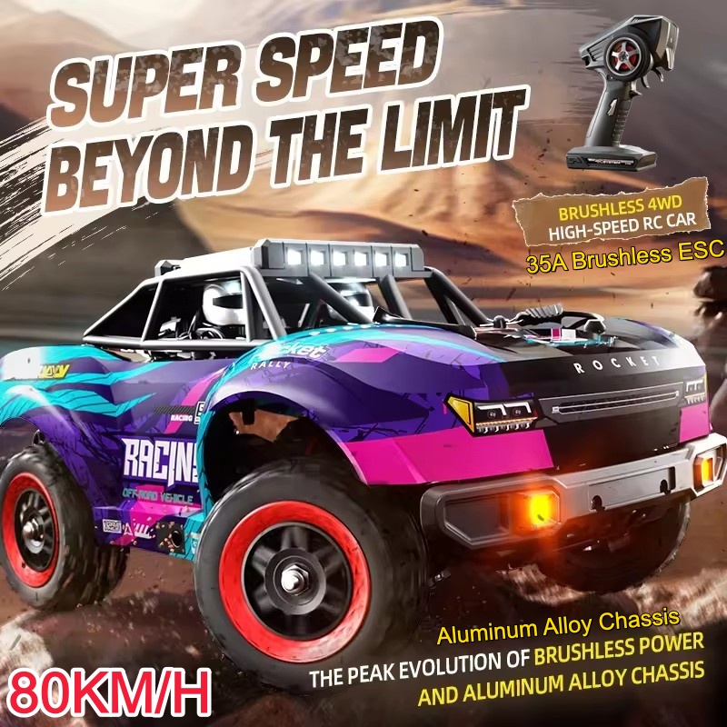 Running Gear Truck - 80KM/HブラシレスRCレーシングカー 1:18電動高速リモートコントロールトラック LEDメタルギアシャフト搭載オフロードドリフトカー