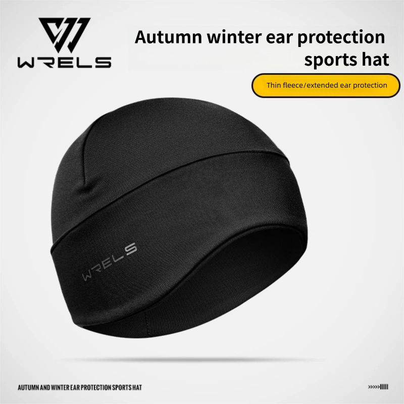 Running Gear Hat - WRELS 冬用ランニングスカルキャップ 軽量ビーニー帽子 耳当て付き ぴったりフィット 保温