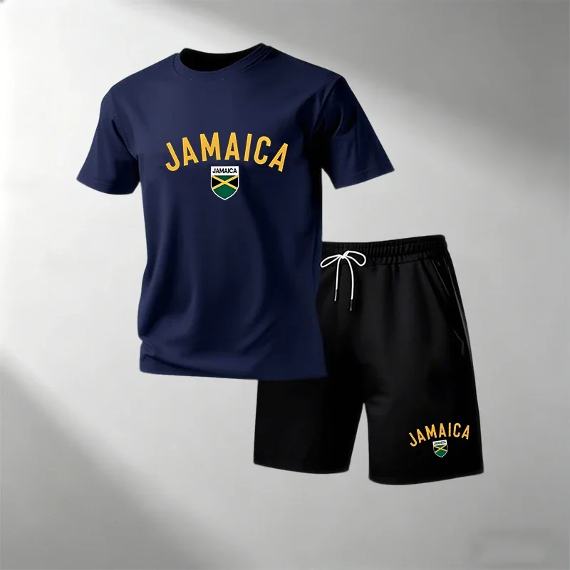 ジャマイカ サマーカジュアルTシャツセット メンズ Oネック - Running Gear For Men のレビューと価格