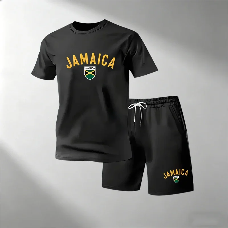 ジャマイカ サマーカジュアルTシャツセット メンズ Oネック - Running Gear For Men のレビューと価格