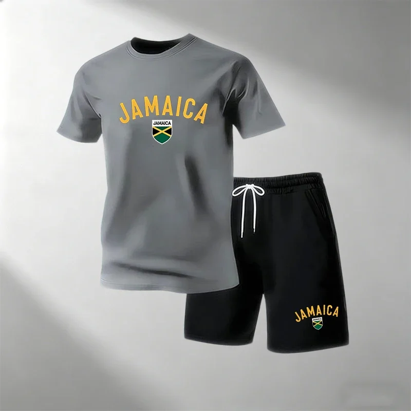 ジャマイカ サマーカジュアルTシャツセット メンズ Oネック - Running Gear For Men のレビューと価格