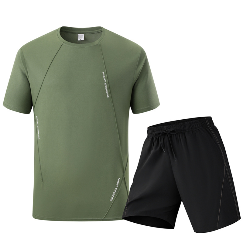 メンズサマースポーツセット速乾Tシャツ＆ショーツ2ピースラン - Running Gear For Men のレビューと価格