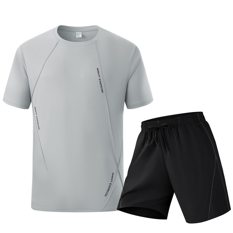メンズサマースポーツセット速乾Tシャツ＆ショーツ2ピースラン - Running Gear For Men のレビューと価格