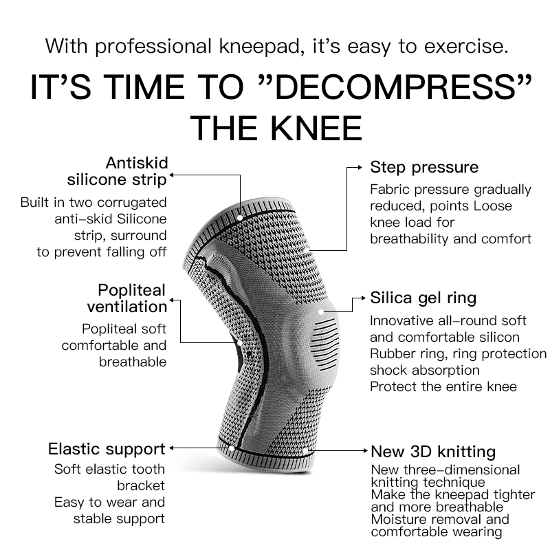   弾性シリコン膝サポーター ナイロン製スポーツ膝パッド フ - Running Gear Knee のレビューと価格
