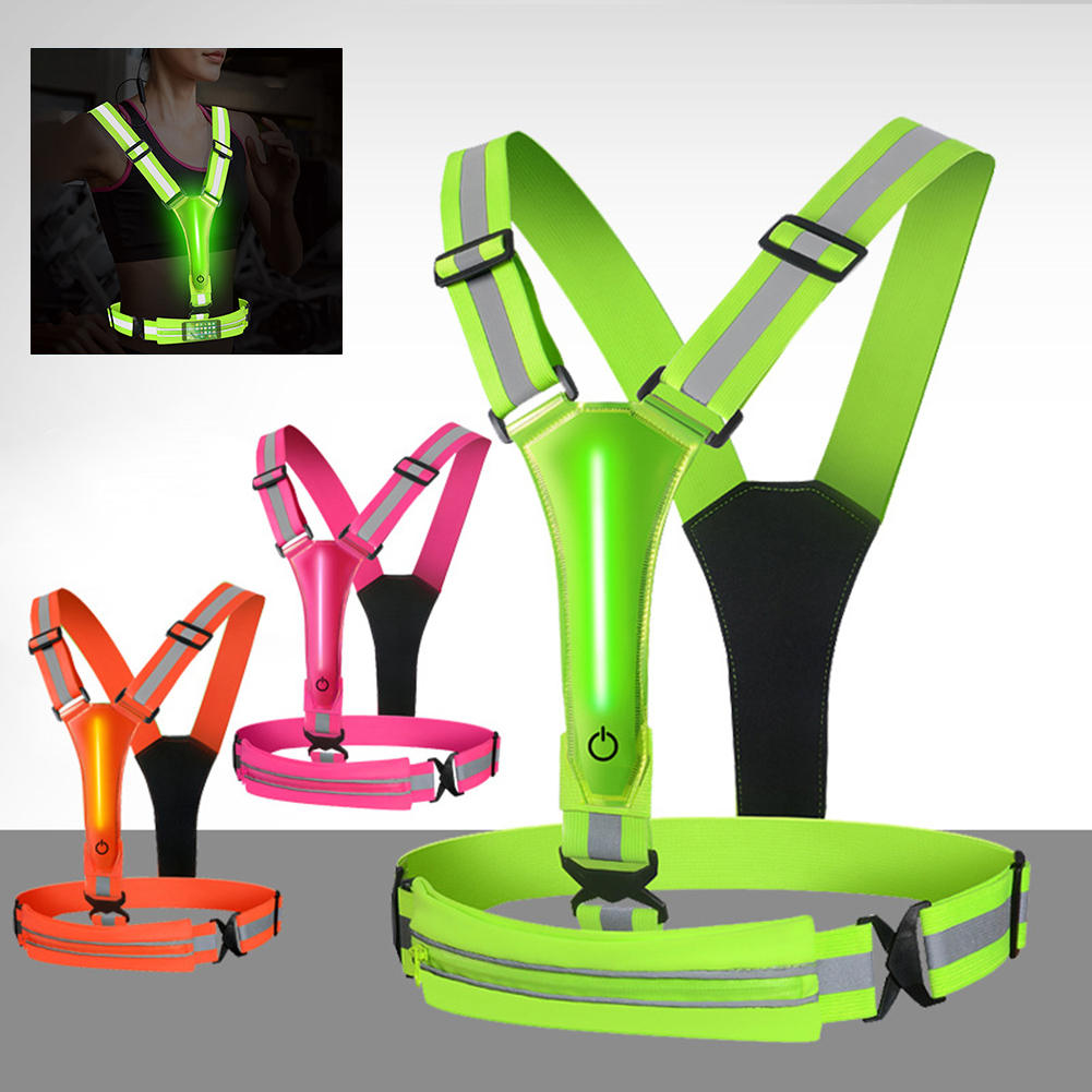 LED反射ベスト ライトアップランニングベスト 調節可能なウ - Running Gear Autumn のレビューと価格