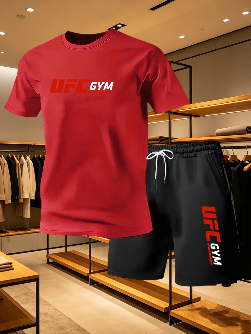 メンズファッション Tシャツ ショートパンツ UFC カジュ - Running Gear For Men のレビューと価格