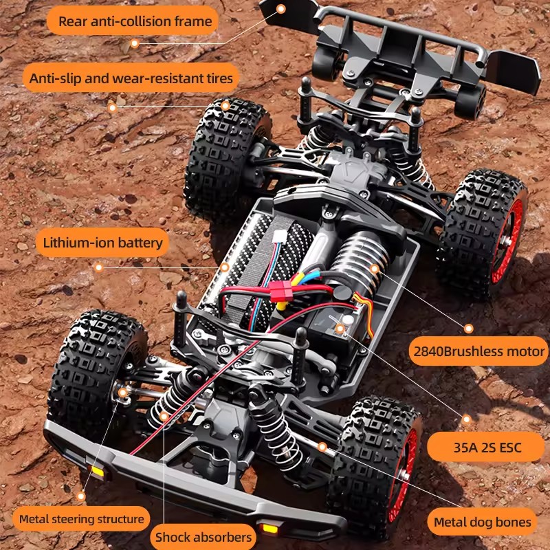80KM/HブラシレスRCレーシングカー 1:18電動高速リ - Running Gear Truck のレビューと価格