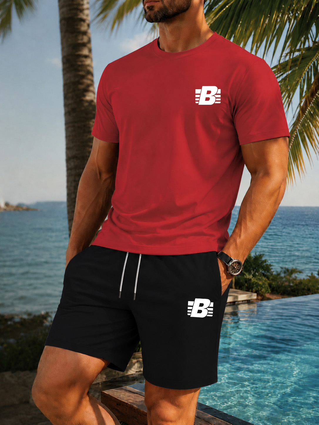 メンズ 2 ピース トラックスーツ カジュアル スポーツウェ - Running Gear For Men のレビューと価格