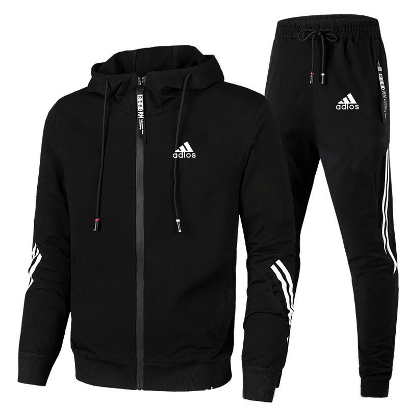 春・秋メンズトラックスーツセット 長袖フーディー＋ジョギング - Running Gear For Men のレビューと価格