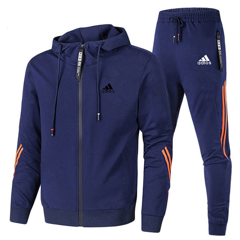 春・秋メンズトラックスーツセット 長袖フーディー＋ジョギング - Running Gear For Men のレビューと価格